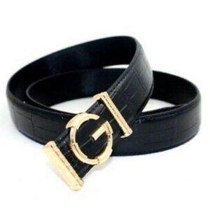 Black Gold Buckle Faux Snake leather women's belt  Waist 32-36"